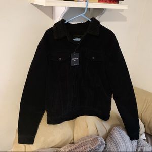 F21 Faux Shearling Trim Corduroy Jacket